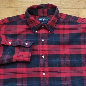 Polo Ralph Lauren The Big Shirt Long Sleeve Button Up Men's Size XL Red Plaid